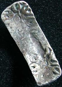 Gandhara Janapada, Silver, Shatamana, 10.7 g, 13x36 mm. Series 34 (Rajgor 2001 # 540). Chi