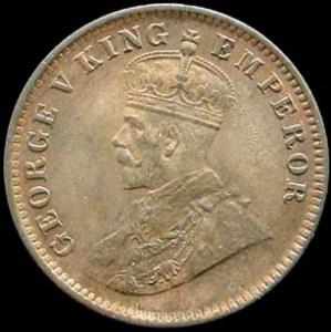 Jaswant Singh, (AD 1895-1919), in the name of George V, copper, One Quarter Anna, 1912 (KM