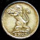 Gilt Gold, Cash, 1803, machine struck, 0.6 g, (KM# 315b). Very Fine.