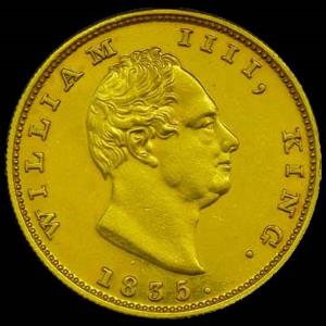 William IV, 2 Mohurs, 1835, Calcutta; “RS” incuse on truncation, milled edge, 23.5 g (KM# 