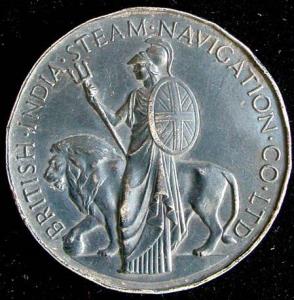 British India Steam Navigation Co. Medal. Silver, 27.2 g, 38 mm, with suspension. Obv Brit