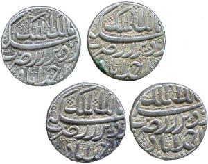 MUGHAL, Jahangir set of 8 silver rupees