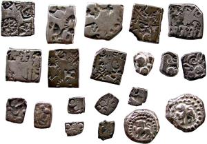 Punch-marked $ medieval coins panchala janapada silver