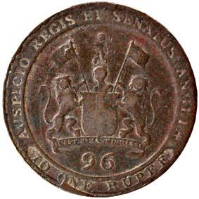 EIC,MADRAS PRESIDENCY,1/96 rupee copper rupee series