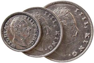EIC,UNIFORM COINAGE,William 4 set of 3 silver rupee