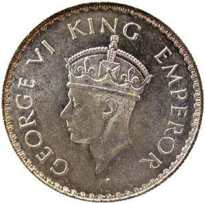 British Imperial India,George 6 silver rupee