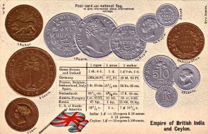 Impressed post card with impressions of British coins