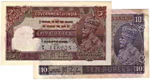 Government of india :10 rupees george 5