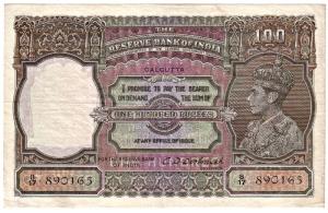 Reserve Bank of india :100 rupees george 6