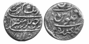 MUGHALS,Aurangzeb silver ¼ rupee