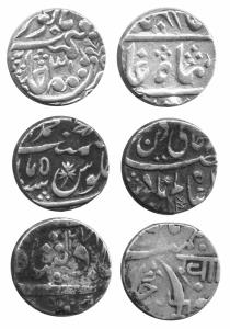 TRIPURA,Silver (3) rupees Muhammadabad banares mint