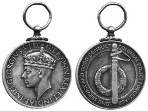 Colonial police long service medal silver