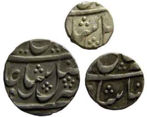 EIC,Bengal Presidency,silver (3) 1/2,1/4, $ 1/8 rupee