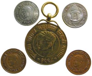 Dhrangadhra set of 5 medals gilt-gold,copper $ silver