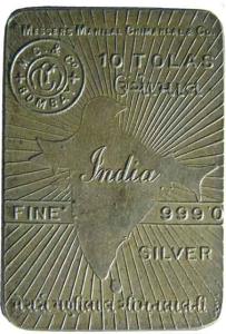 Silver bar of M/s manilal chimanlal $ co. silver 10 tolas