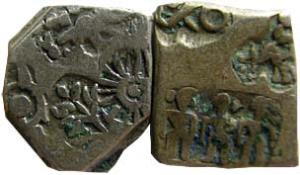 Post-mauryan punch-marked coins silver karshapana