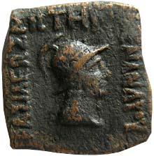 Indo-Greeks menander 1 square copper 4.63g