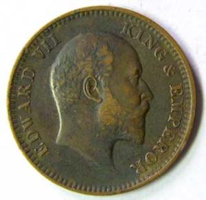 INDO-BRITISH,Edward 7 copper ¼ anna