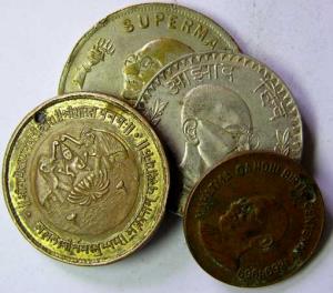 Gandhi tokens silver ,copper ,nickel