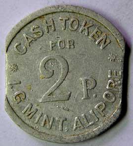 Alipore [calcutta] mint cash token aluminium
