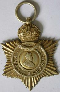 Indian title badge george 5 khan bahadur medal silver
