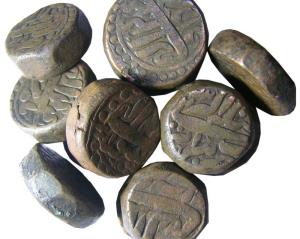 MUGHALS,Akbar copper tanka