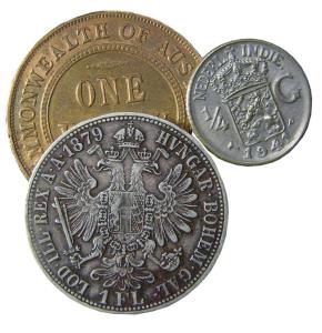 LOT OF 3 : PENNY,FLORIN,1/4 GILDER