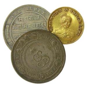 BIKANER,Ganga singh silver (2) gold (1) rupee