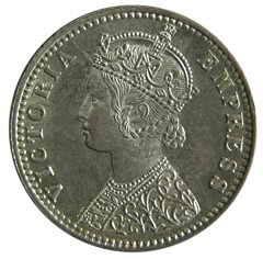 British India,Victoria empress silver ¼ rupee