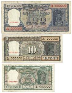 Republic of India,Reserve bank of India set of 3 notes