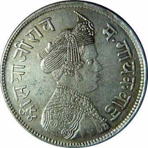 BARODA,Sayaji rao 3 silver rupee