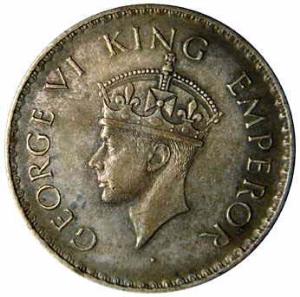 British India,George 6 silver rupee