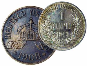 German east Africa silver 1 rupee