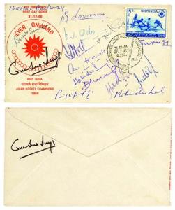 India 1st day cover Asian hockey championship 14 autographs