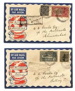 First flight airmail Karachi to Madras