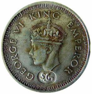 British India, George VI, Half Silver, Rupee
