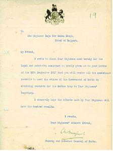 Letter of Viceroy and Governor General of India