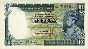 British India, George VI, Rupees 10