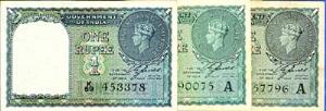 British India, George VI, Rupee 1