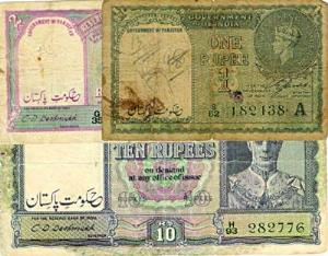 Pakistan, Rupee 1, Rupees 2 and 10.
