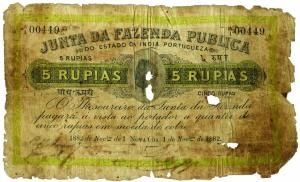 Portugese India : 5 rupias