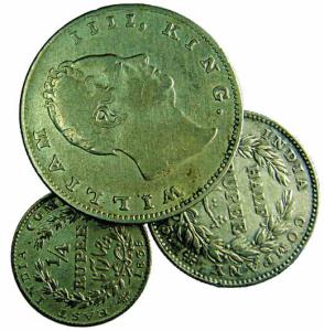 EIC,Clonial Coins,William IV, Silver (3), Rupee