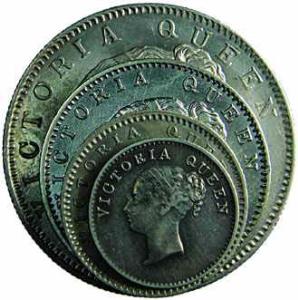 EIC,Clonial Coins,Victoria Queen, Silver (4), Rupee
