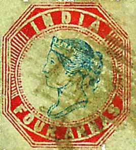 British India, Stamp of 4 Annas