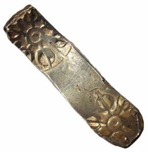 Punch-marked Coins, Gandhara Janapada, 6th century BC, Silver, Bent Bar, Shatamana (Rajgor