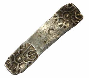 Punch-marked Coins, Gandhara Janapada, 6th century BC, Silver, Bent Bar, Shatamana (Rajgor