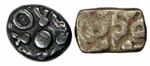 Punch-marked Coins, Avanti Janapada, 5th century BC, Silver (3), single composite symbol t