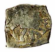 Punch-marked Coins, Surashtra Janapada, 5th century BC, Silver (2), ¼ Karshanapa, elephant