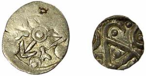 Punch-marked Coins, Babyal Coins, 5th century BC, Silver (2), Double obv type with six-arm