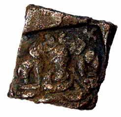Ujjayini, 2nd century BC, Copper, Abhisheka Lakshmi type, two elephants standing on either